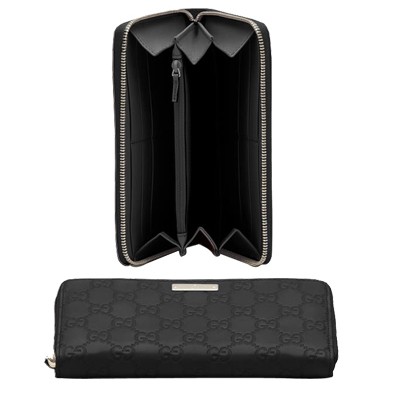 Noir Gucci Continental Portefeuille Avec Plaque En Métal Marque